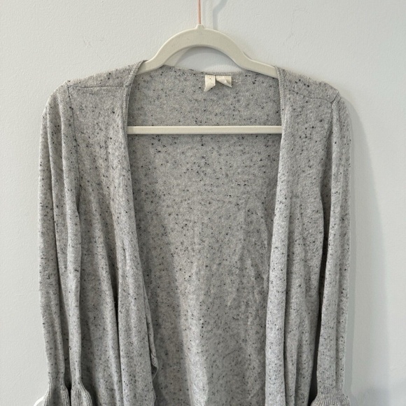 Anthropologie Moth Small Wool Cashmere Speckled Gray Cardigan Duster Bell Sleeve - Picture 2 of 6
